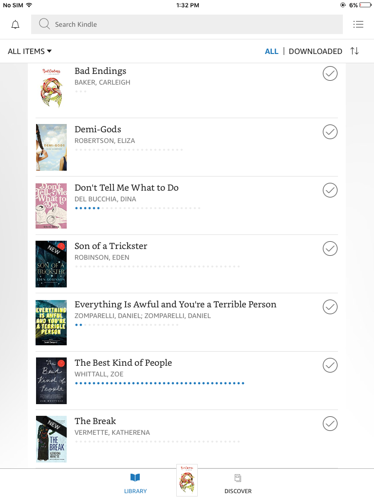 Screenshot of iPad reading app featuring an array of titles