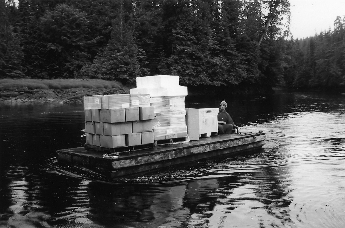 Floating barge full of supplies