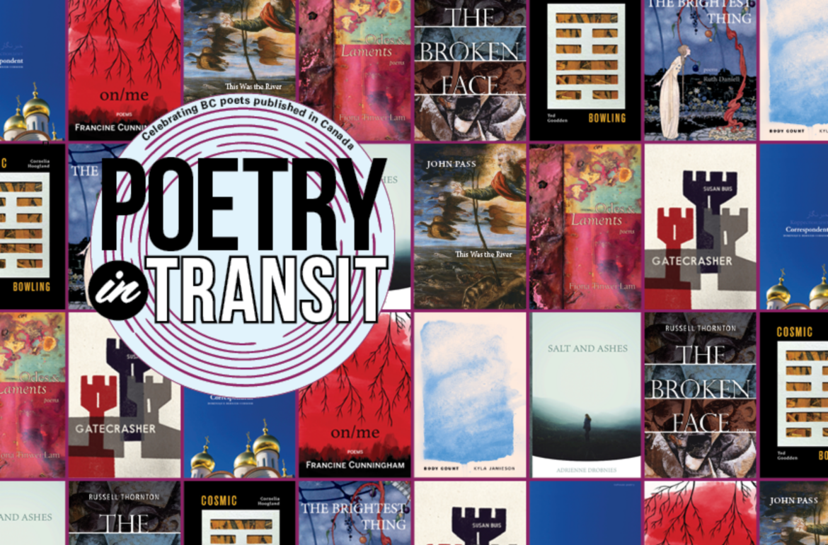 A composite image featuring book cover artwork for the 2020 Poetry in Transit selections