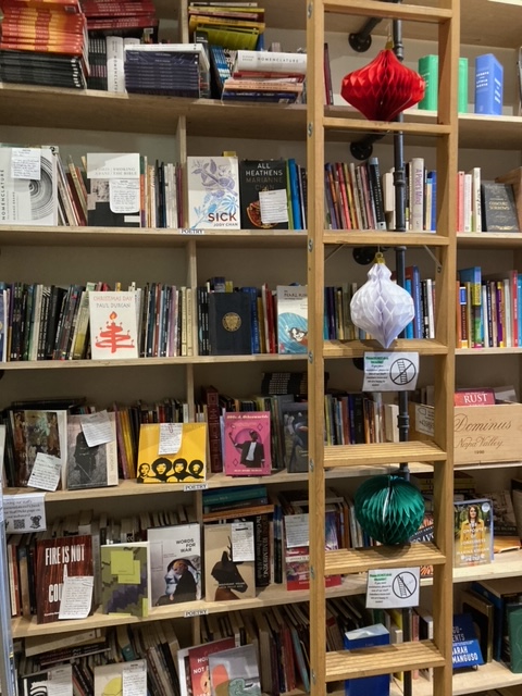 The shelves at Massy Books.