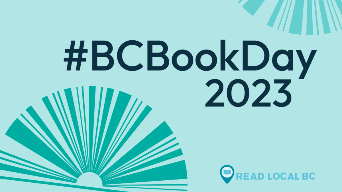 On a graphic background of two books with their pages fanned open is the text "BC Book Day 2023"