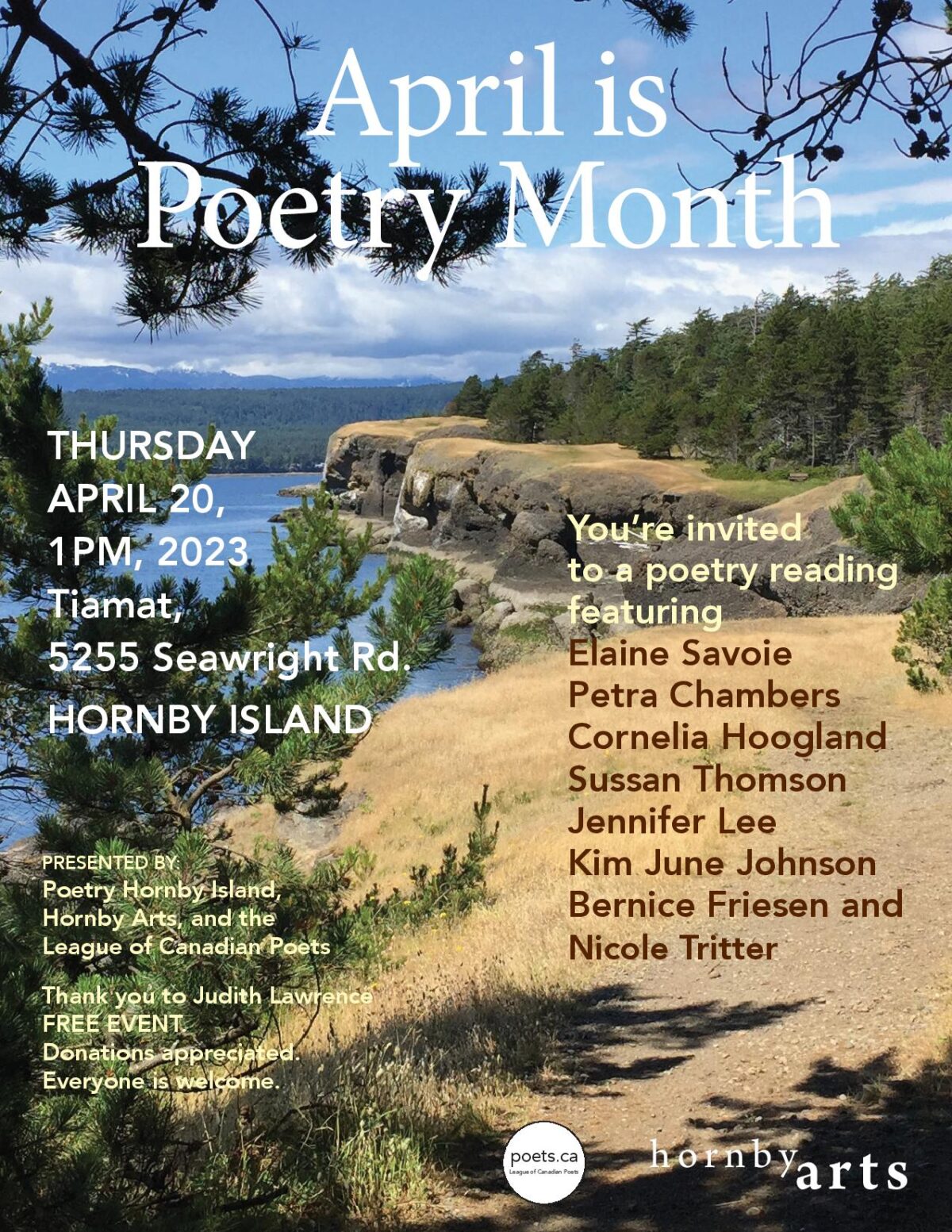 APRIL IS POETRY MONTH ON HORNBY ISLAND