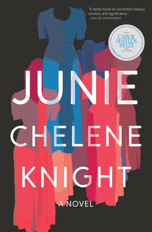 Book cover of Chelene Knight's novel Junie featuring silhouettes of women's dresses in 1930s fashion.