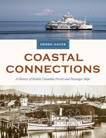 a bc ferry on open water and a historical photo of a small steam boat