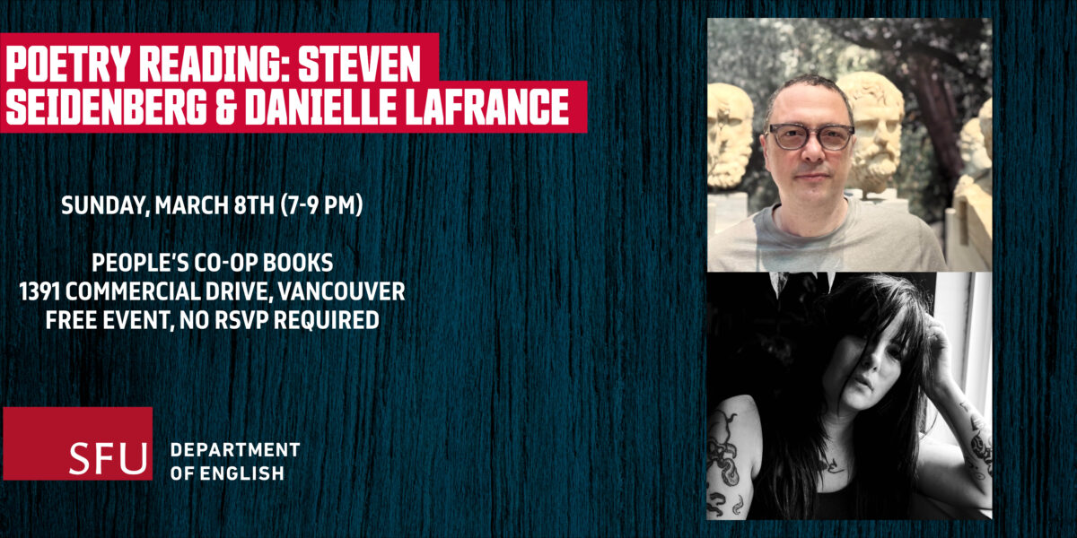 Poetry Reading: Steven Seidenberg & Danielle LaFrance